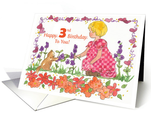 Happy 3rd Birthday To You Little Girl Pet Kitten card (1187944)