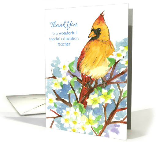 Thank You Special Education Teacher Cardinal Bird card (1197814)