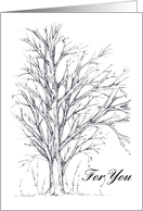 Happy Birthday Winter Tree Pen and Ink Drawing card
