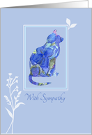 With Sympathy Loss of Pet Cat Blue Floral Art card