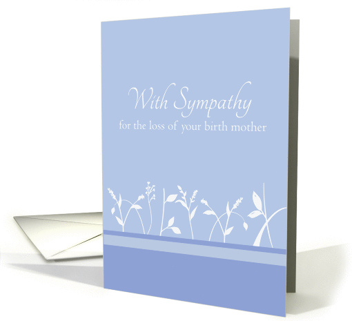 With Sympathy Loss of Birth Mother White Plant Art card (1209778)