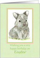 Happy Birthday on Easter Gray Bunny Rabbit card