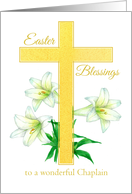 Chaplain Easter Blessings Cross White Lily Flower Drawing card