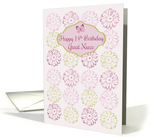 Happy 14th Birthday Great Niece Pink Daisy Flowers card (1220340)