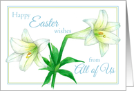 Happy Easter From All of Us White Lily Flower Watercolor Art card