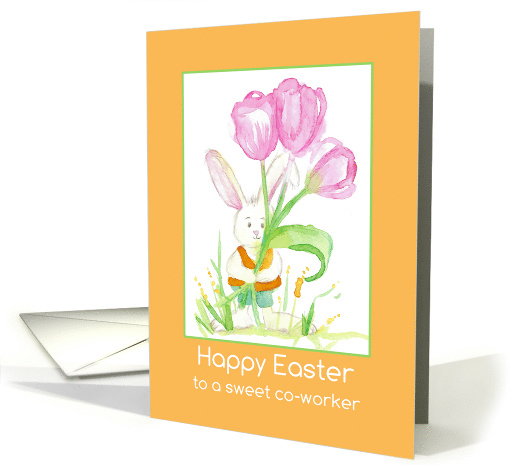 Happy Easter To A Sweet Co-worker Rabbit Tulips card (1228166)