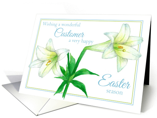 Happy Easter Customer White Lily Flower Art card (1228178)
