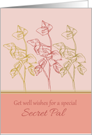 Get Well Wishes Special Secret Pal Green Leaves Drawing card