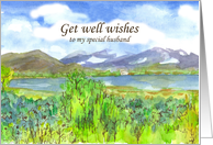 Get Well Wishes Special Husband Lake Painting card