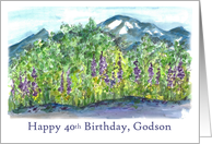 Happy 40th Birthday Godson Mountain Landscape Watercolor card