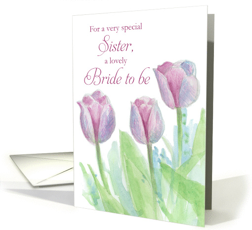 Bridal Shower Congratulations Sister Tulips Watercolor card (1244956)