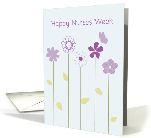 Happy Nurses Week Purple Flowers Butterfly card (1247428)