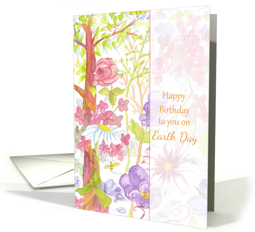 Happy Birthday on Earth Day Flowers Bees card (1248782)