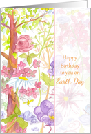 Happy Birthday on Earth Day Flowers Bees card