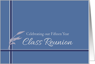 Fifteen Year Class Reunion Invitation Blue Stripes Leaves card