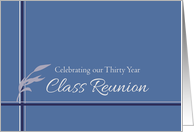 Thirty Year Class Reunion Invitation Blue Stripes Leaves card