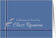 Forty Year Class Reunion Invitation Blue Stripes Leaves card