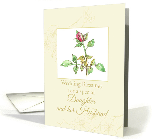 Wedding Congratulations Daughter and Husband Watercolor Art card