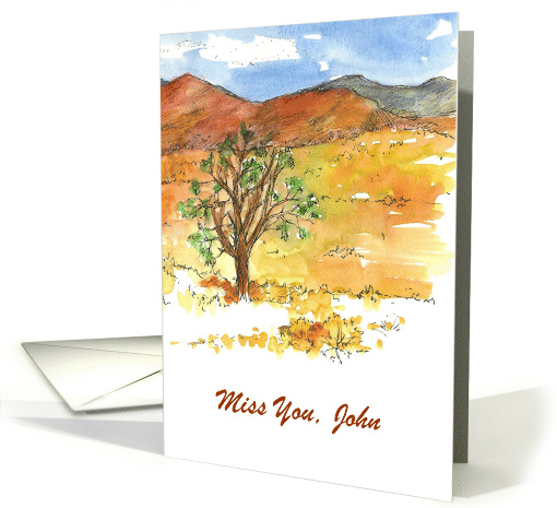 Miss You Custom Name Card Mountain Landscape Watercolor card (1254442)