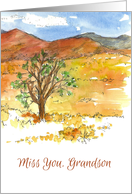 Miss You Grandson Mountain Landscape Watercolor Painting card