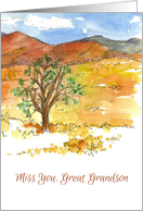 Miss You Great Grandson Mountain Landscape Watercolor card