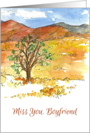 Miss You Boyfriend Landscape Watercolor Painting card