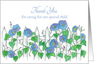Thank You Caregiver For Child Morning Glory Flower Art card