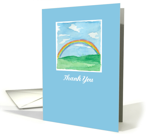 Thank You Rainbow Grass Hills Watercolor Painting card (1260952)