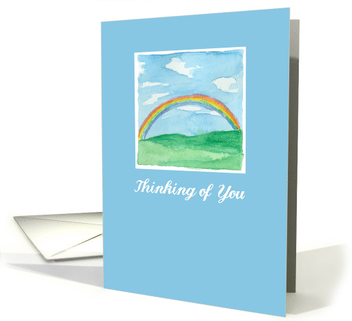 Thinking of You Rainbow Grass Hills Watercolor Painting card (1260956)