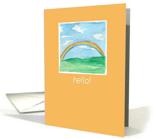 Hello Rainbow Landscape Watercolor Painting card (1261364)
