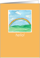 Hello Rainbow Landscape Watercolor Painting card