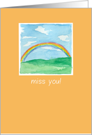 Miss You Rainbow Landscape Watercolor Painting card