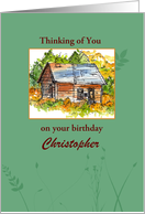 Custom Name Card Happy Birthday Country Cabin Sketch card