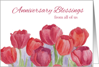 Anniversary Blessings From All of Us Red Tulips card