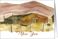 Miss You Desert Mountains Landscape Watercolor Art card
