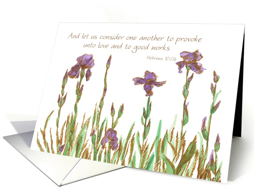 Scripture Friendship Purple Iris Flowers Watercolor Art card (1269304)