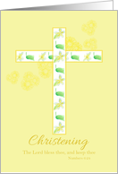 Christening Congratulations White Floral Cross Yellow Daisy card