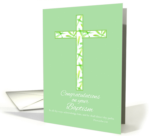 Baptism Congratulations White Leaf Cross card (1270020)