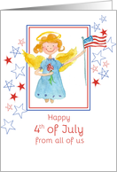 Happy 4th of July From All of Us Patriotic Angel Watercolor Art card