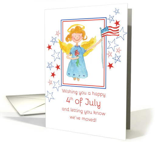 We've Moved Happy 4th of July Patriotic Angel card (1272436)