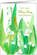 For Your May Day Anniversary Lily of the Valley Watercolor card