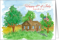 Happy 4th of July From All of Us Flag Painting Watercolor card