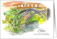 Happy Birthday Son Bridge Water Outdoor Landscape Art card