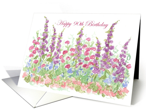 Happy 90th Birthday Cottage Garden Flowers card (127721)