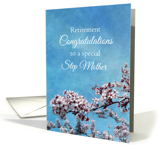 Step Mother Retirement Congratulations Cherry Blossom Tree card