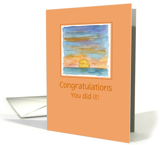 Custom Congratulations Sunset Landscape Watercolor Painting card