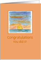 Custom Congratulations Sunset Landscape Watercolor Painting card