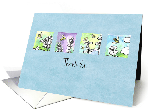 Thank You Honey Bees Watercolor Plants card (1283876)