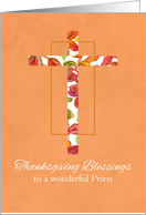 Thanksgiving Blessings Priest Autumn Cross Orange card