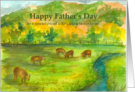 Happy Father’s Day Like A Father To Me Cows Farm Landscape card